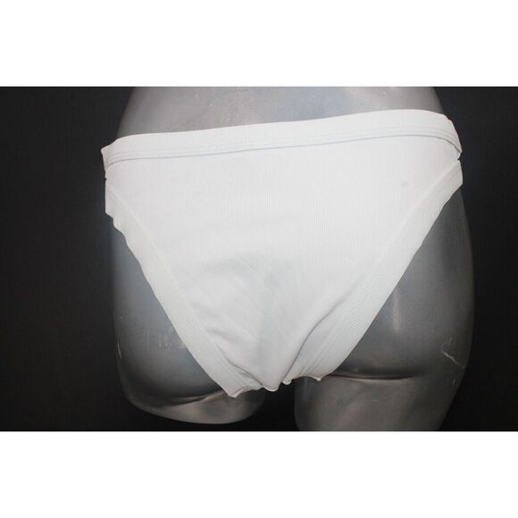 Gnash One Shoulder White Ribbed Bikini Top Sz 8 Bottom Sz 6 Swimsuit - Picture 7 of 16